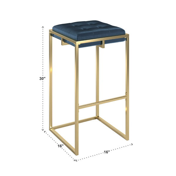 Ulga Tufted Velvet Backless Barstools with Gold Metal Base for Kitchen Islands Set of 2