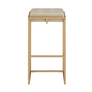 Ulga Tufted Velvet Backless Barstools with Gold Metal Base for Kitchen Islands Set of 2