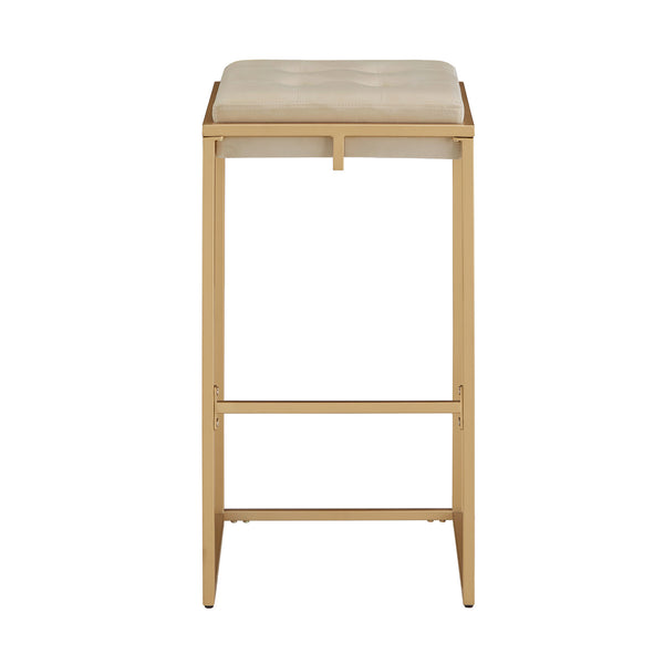 Ulga Tufted Velvet Backless Barstools with Gold Metal Base for Kitchen Islands Set of 2