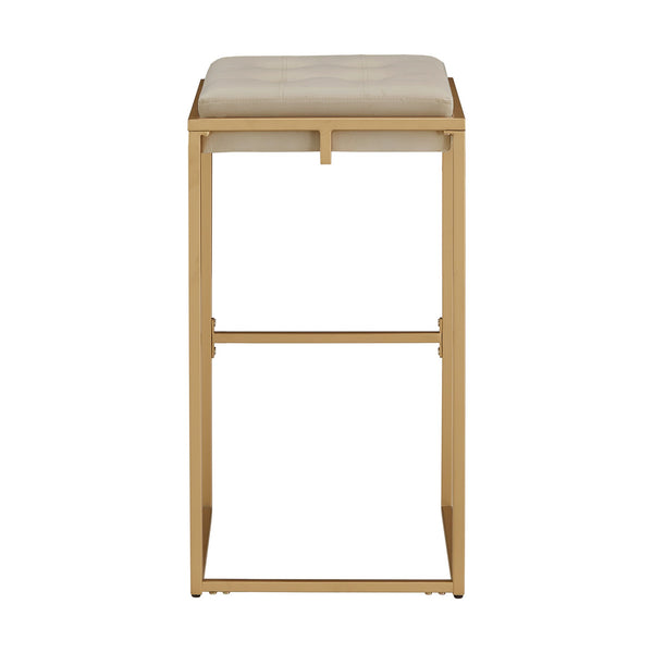 Ulga Tufted Velvet Backless Barstools with Gold Metal Base for Kitchen Islands Set of 2