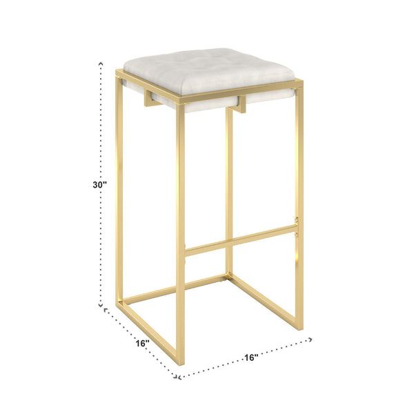 Ulga Tufted Velvet Backless Barstools with Gold Metal Base for Kitchen Islands Set of 2