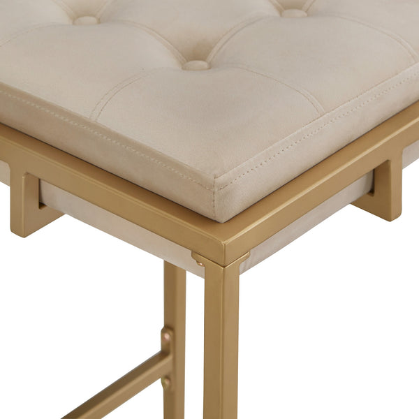 Ulga Tufted Velvet Backless Barstools with Gold Metal Base for Kitchen Islands Set of 2