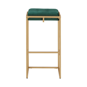 Ulga Tufted Velvet Backless Barstools with Gold Metal Base for Kitchen Islands Set of 2