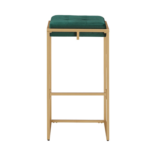 Ulga Tufted Velvet Backless Barstools with Gold Metal Base for Kitchen Islands Set of 2