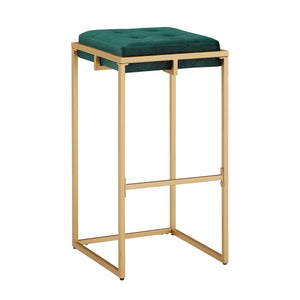 Ulga Tufted Velvet Backless Barstools with Gold Metal Base for Kitchen Islands Set of 2