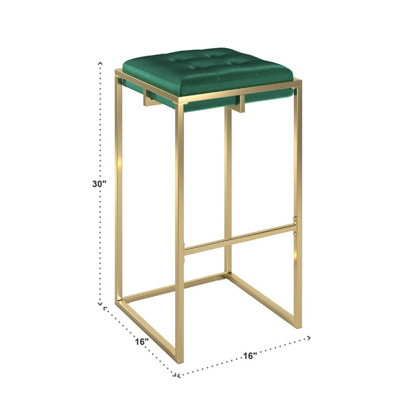 Ulga Tufted Velvet Backless Barstools with Gold Metal Base for Kitchen Islands Set of 2