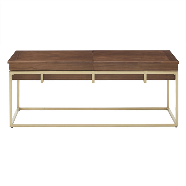 Homelegance Walnut Veneer Rectangular Storage Coffee Table with Iron Base 778-30RT