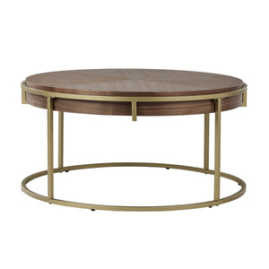 Homelegance Round Walnut Veneer Coffee Table with Iron Base for Modern Living 778-30