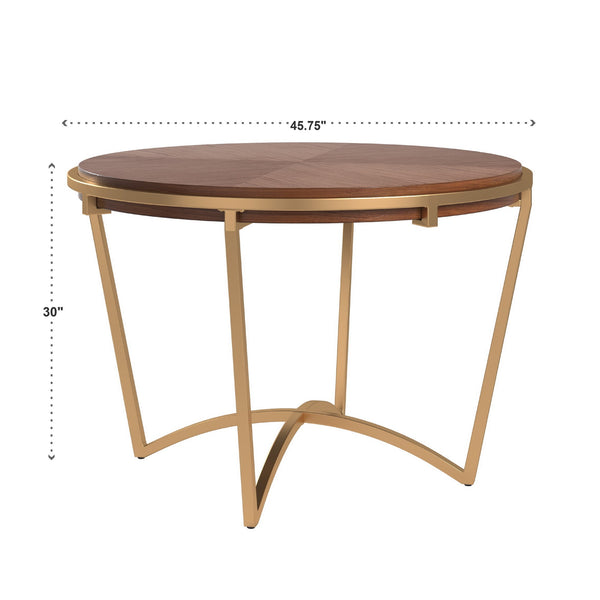 Round Dining Table with Gold Iron Base and Mdf Top for Modern Spaces