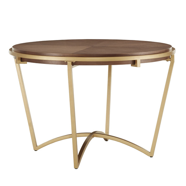 Round Dining Table with Gold Iron Base and Mdf Top for Modern Spaces