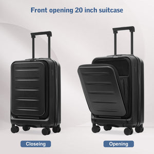 English Elm Luggage 5 Piece Hardside Abs Set with Front Access Carry on and Tsa Spinner Wheels Black N732P391544B