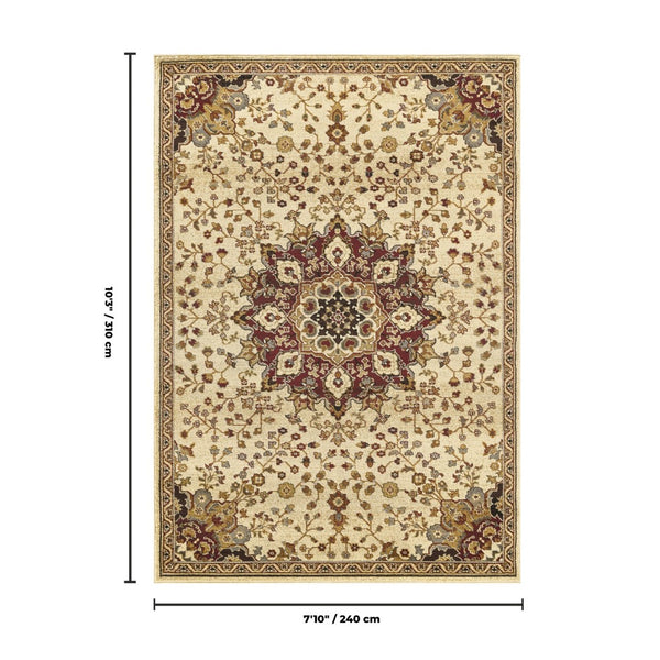 English Elm Classic Cream Medallion Area Rug Traditional Persian Style for Living or Dining Rooms B186P452291