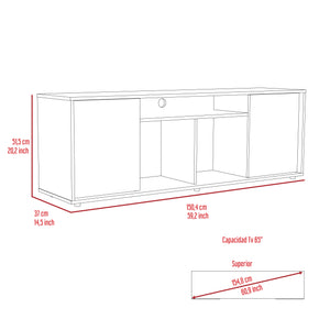 English Elm Redding Black Laminate TV Stand for Up to 65" TVs — Modern Storage, 3 Open Shelves & 2 Doors B128P148970