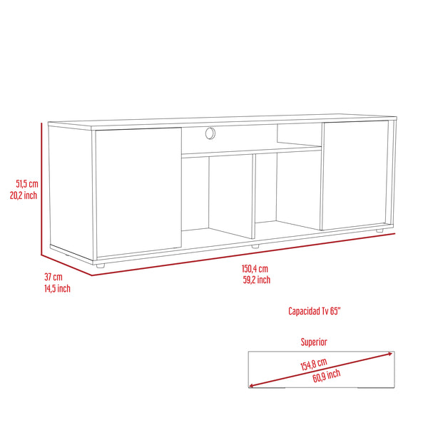 English Elm Redding Black Laminate TV Stand for Up to 65" TVs — Modern Storage, 3 Open Shelves & 2 Doors B128P148970