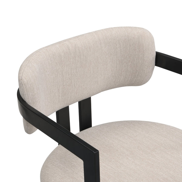 English Elm Christopher Knight Home® - Upholstered Dining Chairs Set of 2 with Iron Frame, Fabric Seat Cushions, Modern Compact Design Beige+Black N779P281141G