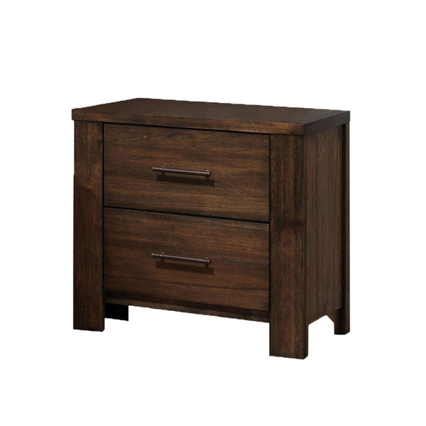 English Elm Wooden Nightstand With 2 Spacious Drawers In Warm Oak Finish – Classic, Durable Design For Your Bedroom B016P252981-GIGA
