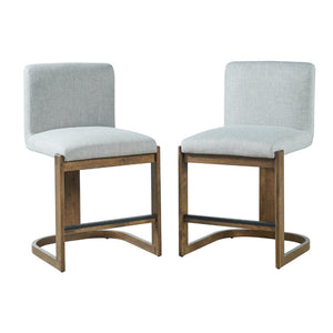 English Elm Modern Linen Upholstered Counter Stools Set of 2 with Rubberwood Legs for Kitchen Island Light Grey,Walnut N762P395711G
