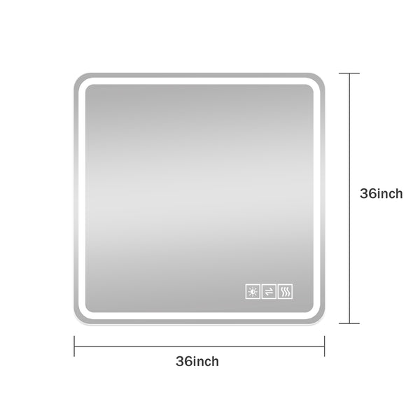 English Elm 36*36in LED Bathroom Mirror with Anti-Explosion Glass, Rust-Resistant, Smart Touch Defogging Lightability W2709P243340