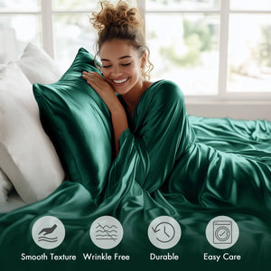 JLA Home Madison Park Essentials - Luxury Satin Sheet Set — Silky, OEKO‑TEX Certified, Wrinkle‑Resistant Bedding for Hair & Skin Care, Durable Elegance MPE20-1147