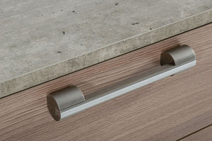 VIG Furniture Boston Modern Brown Oak Nightstand With Faux Concrete, Brushed Stainless Steel Legs & Soft-Closing Drawers VGANBOSTON-NS