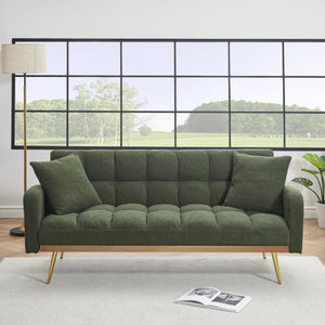 English Elm 69 Convertible Sofa Bed for Small Spaces 69-Inch Fabric Futon with Solid Wood Frame, Comfort Seat Green W3356P298523