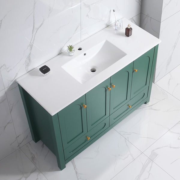 English Elm 48" Sage Bathroom Vanity with Ceramic Sink Mdf Cabinet Soft Close Doors Drawers Green W3133S00001