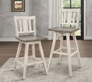 English Elm Counter Height Chairs Set Of 2 - Rustic White Gray Swivel Dining Chairs For Compact Spaces B011P194911