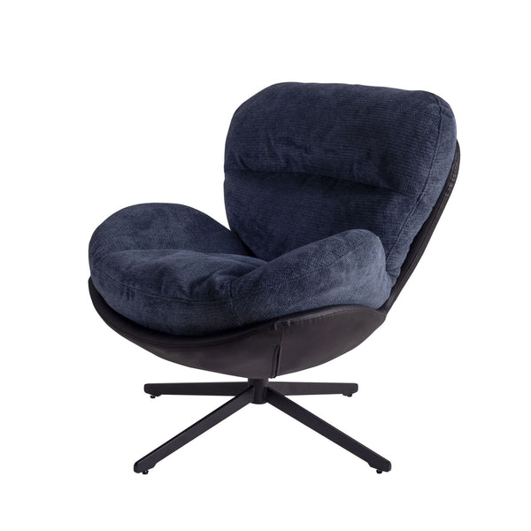 English Elm Christopher Knight Home® - 360° Swivel Office Chair Chenille and Faux Leather Accent with Metal Base, Ergonomic Plush Seating for Home and Office Black,Navy Blue N817P205024B