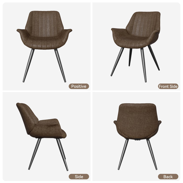 English Elm Dining Chairs Set Of 2 - Mid-Century Modern Faux Leather Upholstered Side Chairs For Stylish Comfort T3950P396563