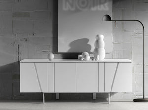 VIG Furniture Mario Elegant White Veneer Buffet With Metal Legs, 75" Modern Storage Cabinet, Adjustable Shelves VGBBMK1802SB-WHT-BUF