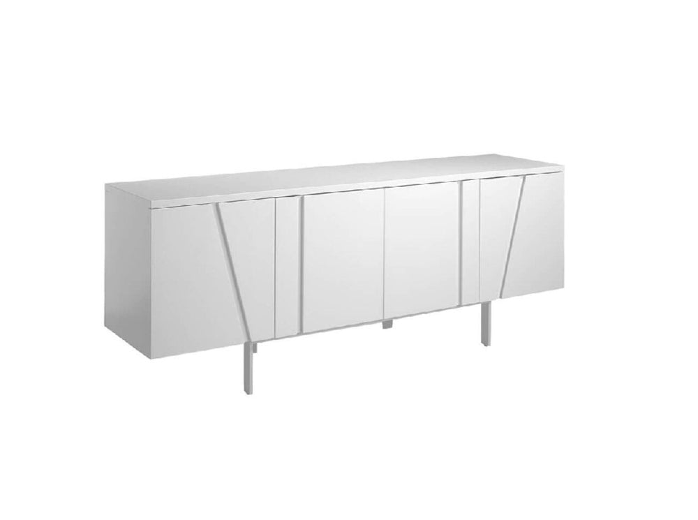 VIG Furniture Mario Elegant White Veneer Buffet With Metal Legs, 75" Modern Storage Cabinet, Adjustable Shelves VGBBMK1802SB-WHT-BUF