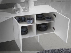VIG Furniture Mario Elegant White Veneer Buffet With Metal Legs, 75" Modern Storage Cabinet, Adjustable Shelves VGBBMK1802SB-WHT-BUF
