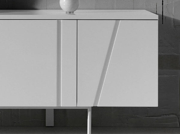 VIG Furniture Mario Elegant White Veneer Buffet With Metal Legs, 75" Modern Storage Cabinet, Adjustable Shelves VGBBMK1802SB-WHT-BUF