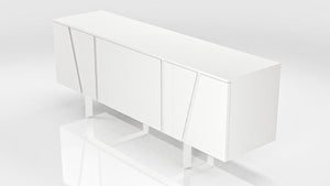 VIG Furniture Mario Elegant White Veneer Buffet With Metal Legs, 75" Modern Storage Cabinet, Adjustable Shelves VGBBMK1802SB-WHT-BUF