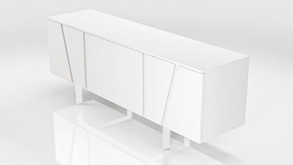 VIG Furniture Mario Elegant White Veneer Buffet With Metal Legs, 75" Modern Storage Cabinet, Adjustable Shelves VGBBMK1802SB-WHT-BUF