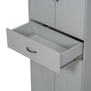 English Elm Christopher Knight Home® - Bathroom Storage Cabinet with Doors Drawer & Dual Laundry Baskets, MDF Build, Adjustable Shelf, Anti-Tip Device Grey N759P243350E
