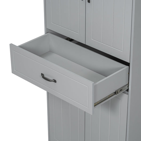 English Elm Christopher Knight Home® - Bathroom Storage Cabinet with Doors Drawer & Dual Laundry Baskets, MDF Build, Adjustable Shelf, Anti-Tip Device Grey N759P243350E