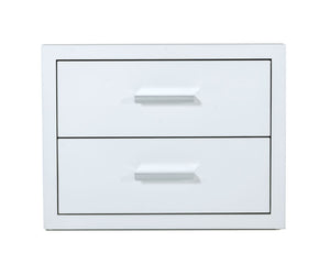 VIG Furniture Adan White High-Gloss Nightstand With 2 Soft‑Close Drawers, Brushed Metal Handles, Ready-To-Use (26"X16"X20") VGBBMB1706-NS-3