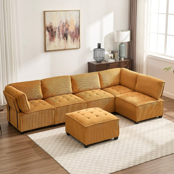 English Elm United We Win U-Shaped Modular Sectional Sofa With Reversible Chaise For Modern Living Spaces W1568S00158-GIGA
