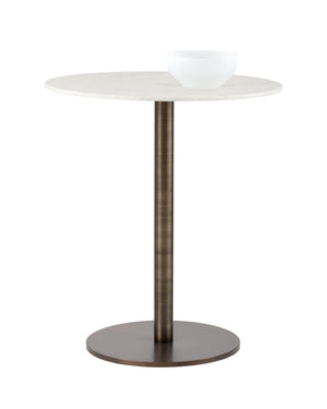 Sunpan Enco Bar Table - Stunning Art Deco Design with Solid Carrara Marble Top and Antique Gold Base Elegance Round - 350W x 35D x 41H