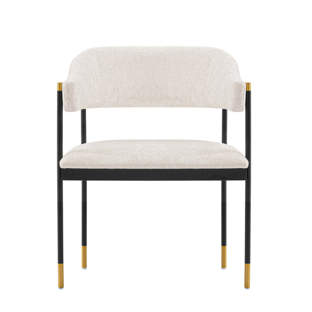 English Elm Lia Metal Chenille Armchair with Brushed Gold Accents, Floating Back Design, Luxurious Comfort Cream B365P397729