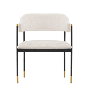 English Elm Lia Metal Chenille Armchair with Brushed Gold Accents, Floating Back Design, Luxurious Comfort Cream B365P397729