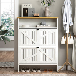 English Elm Multi-Functional Four-Layer Mdf Shoe Cabinet - Modern Minimalist Storage For Entryway Organization W3226P279088