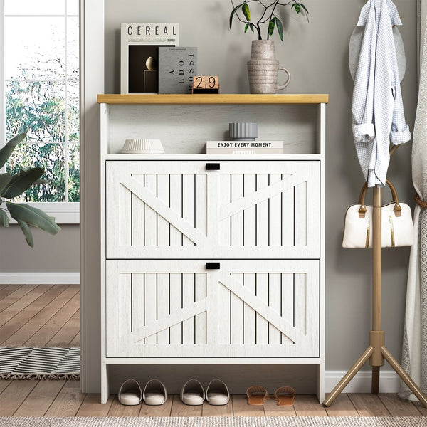 English Elm Multi-Functional Four-Layer Mdf Shoe Cabinet - Modern Minimalist Storage For Entryway Organization W3226P279088