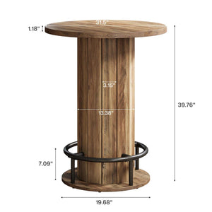 English Elm Stylish Round Coffee Table with Engineered Wood Top and Open Metal Base for Living Rooms Rustic Brown T3971P452870