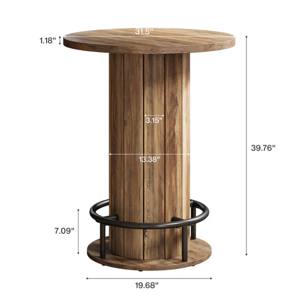 English Elm Stylish Round Coffee Table with Engineered Wood Top and Open Metal Base for Living Rooms Rustic Brown T3971P452870