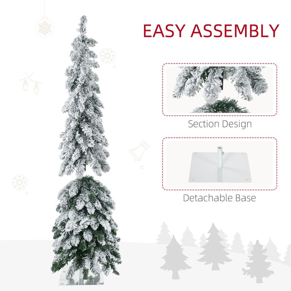 English Elm Homcom 4Ft Tall Prelit Pencil Christmas Tree With 225 Flocked Branches & Dual Led Light Options W2225P249621