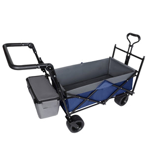 English Elm With Canopy and Steel Frame Collapsible Wagon All-terrain Heavy Duty Outdoor Cart Dark Blue W2932P326777