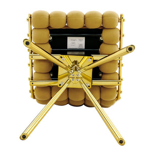English Elm Set of 2 Dutch Velvet Bubble Backrest Dining Chairs with Sculptural Tufted Design Gold,Yellow W3875P370841