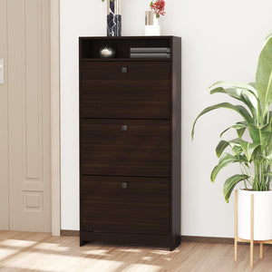 English Elm Homcom Slim Shoe Cabinet - Stylish 3-Drawer Storage, Space-Saving Design For Entryways & Closets W2225P217208